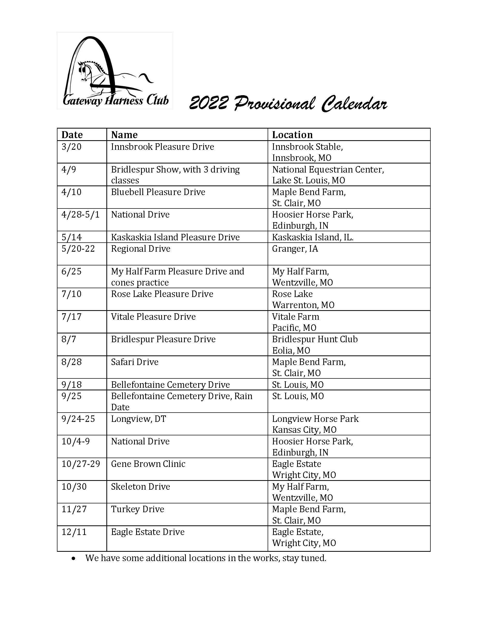Innsbrook 2022 Schedule Bridlespur Show (Mo) - Carriage Association Of America